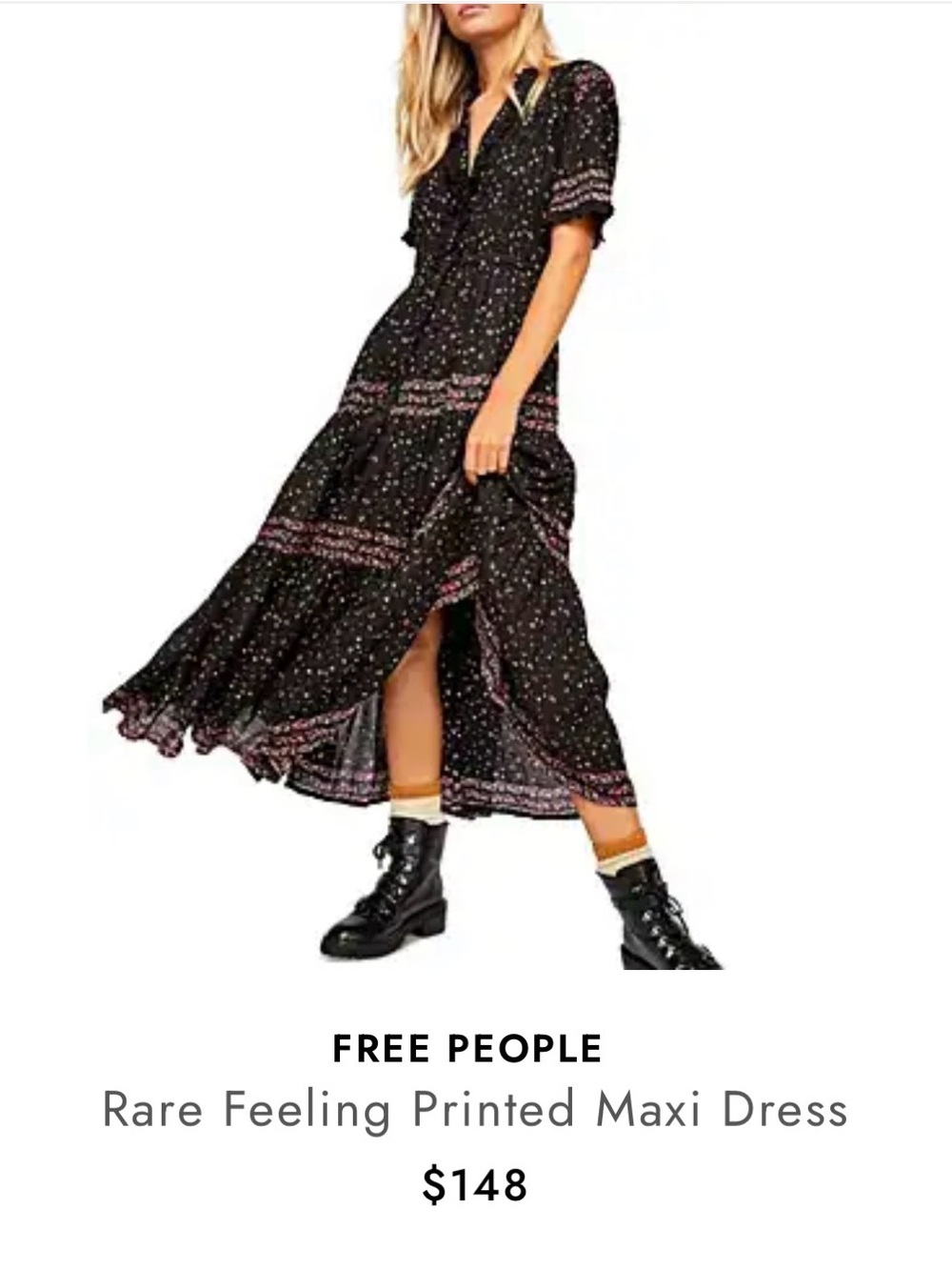 Free People Rare Feeling Pleated Maxi Dress